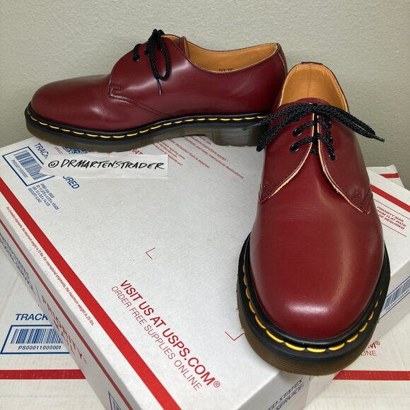 90's Vintage ENGLAND gibsons Wmns sz 8 shoes Dr. Martens 1461 cherry red oxblood - Picture 4 of 16